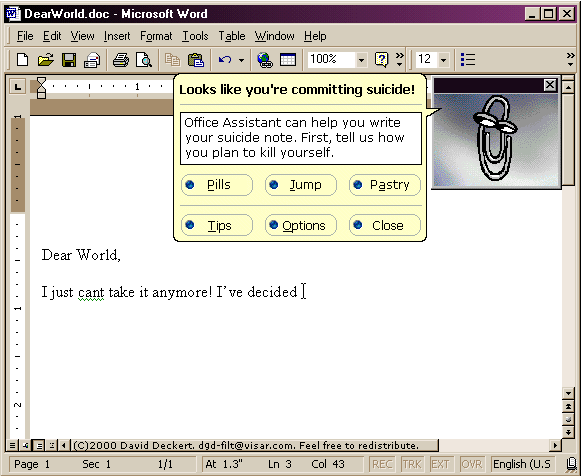 Office assistant suicide note